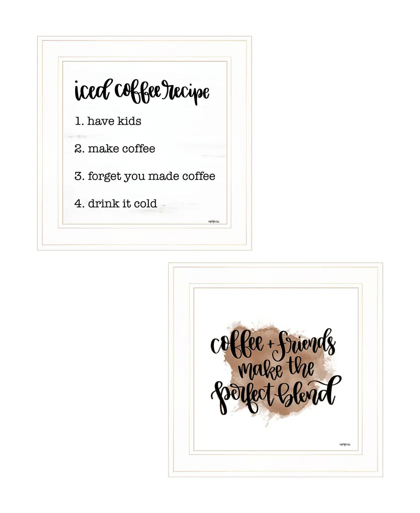 Coffee & Friends Recipe 2-Piece Vignette Set Imperfect Dust Ready to Hang trendy decor 4u