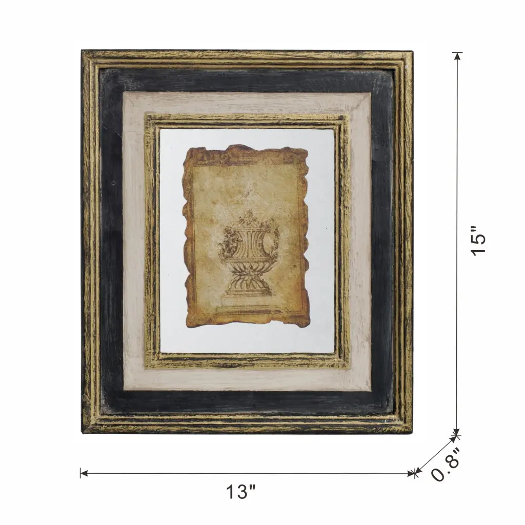 13X15 Lucian Framed Antiqued Sculpture Print Multicolor Wood Wall Art w2078