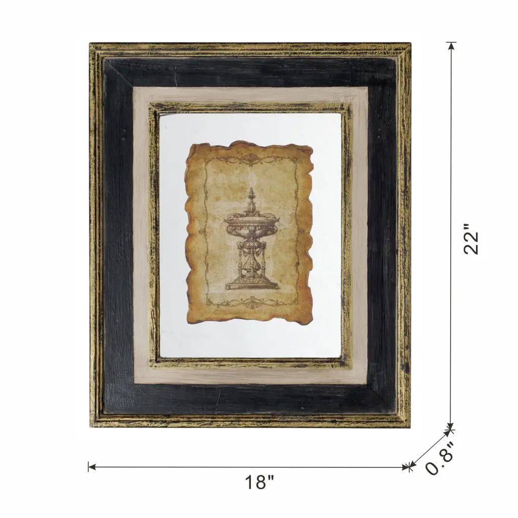 18x22 Lucian Framed Antiqued Sculpture Print Multicolor Wood Wall Art w2078
