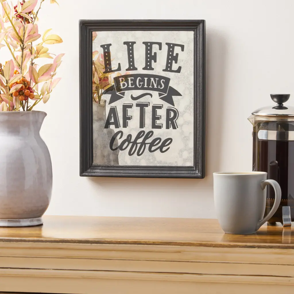 Coffee Transfer Wall Decor Life Black Wood Art Print Home Decoration nh-vivalux