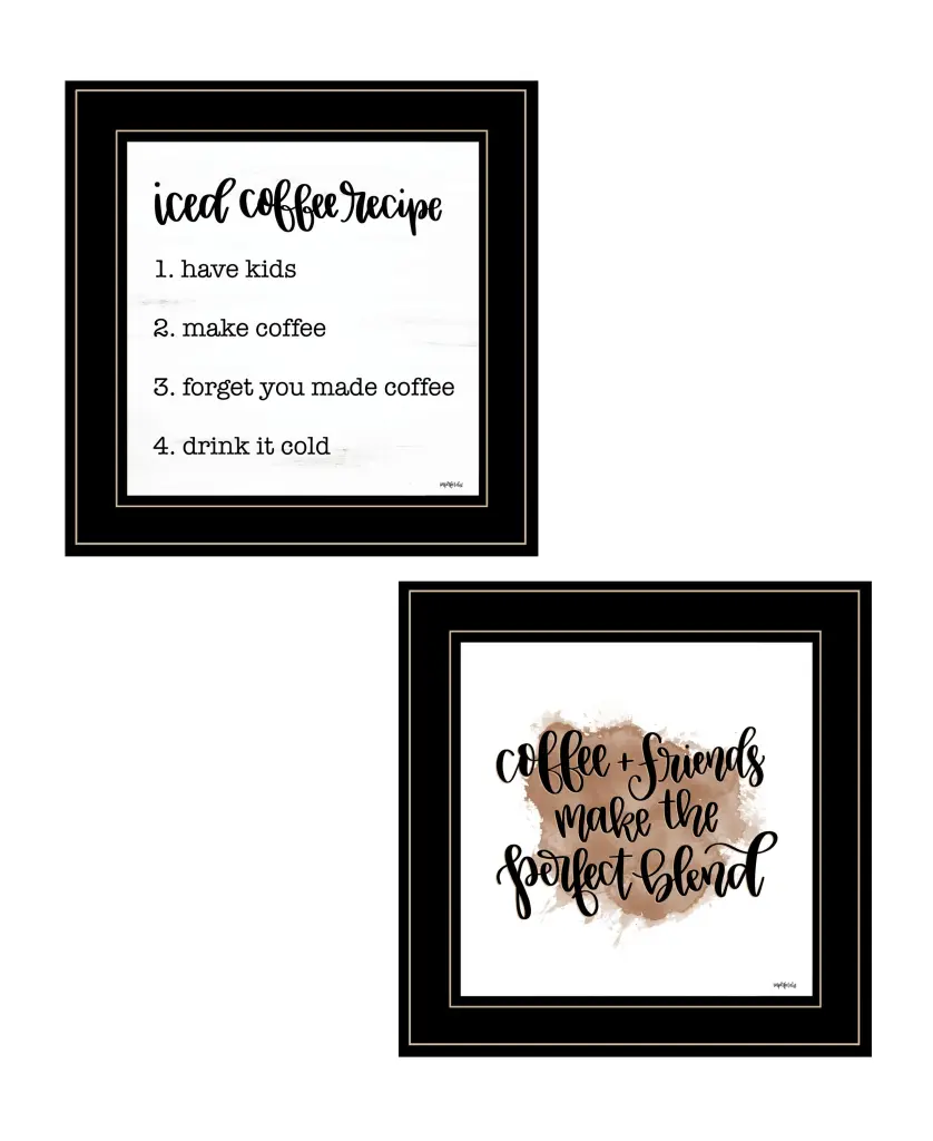 Coffee And Friends Recipe 2 Piece Vignette Imperfect Dust Ready To Hang Wall Art trendy decor 4u