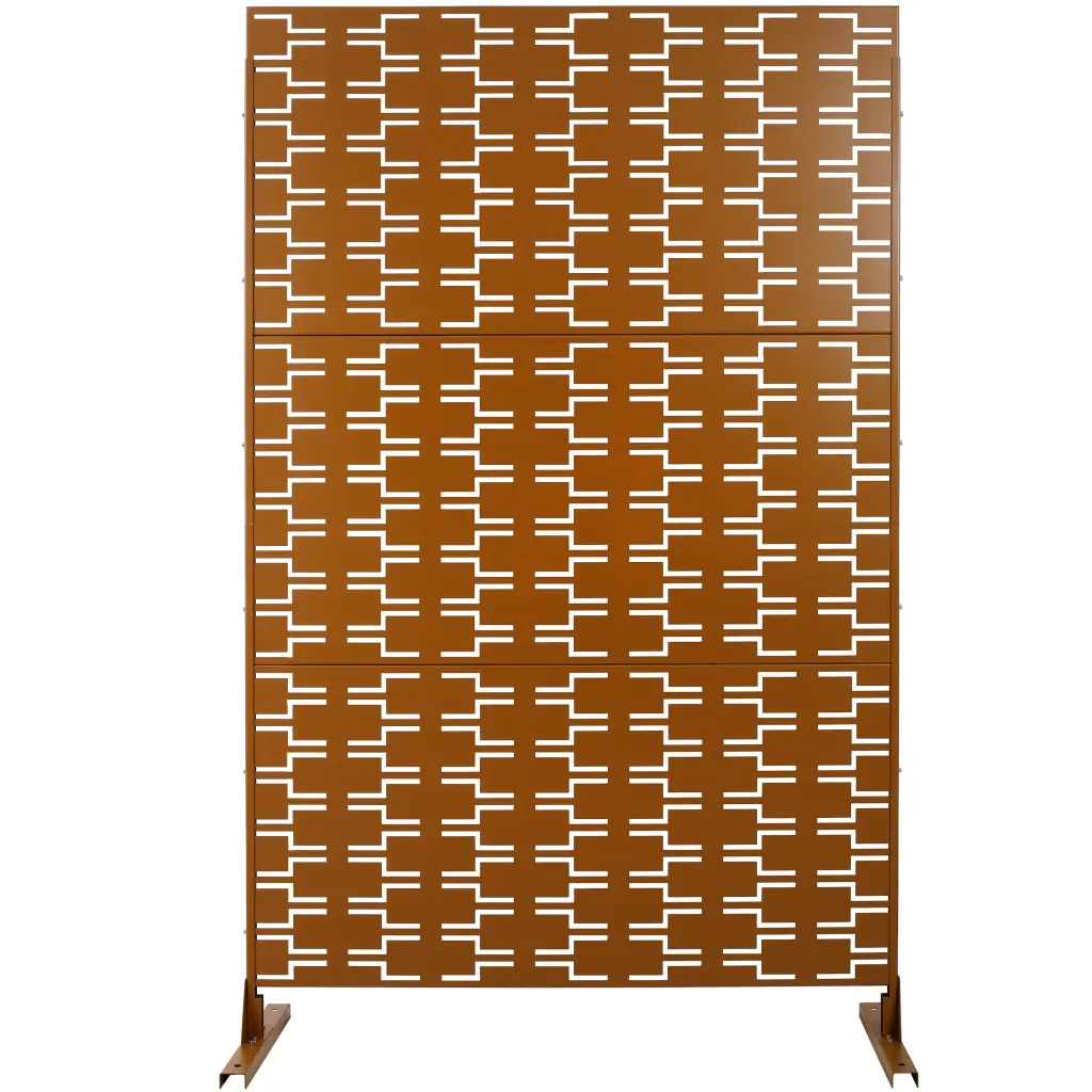 Outdoor Indoor Privacy Screen Metal Free Standing 76 Inch H 48 Inch W Room Divider g-h