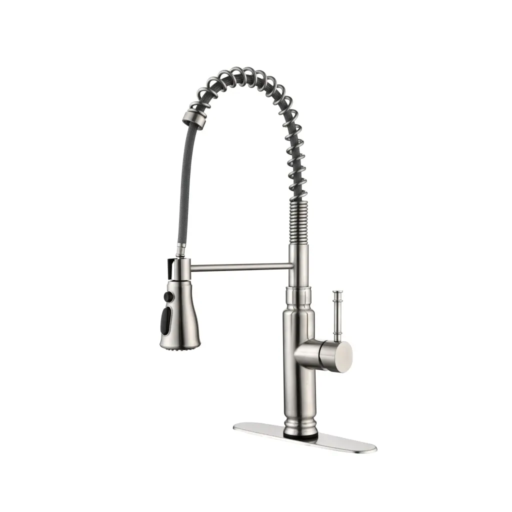 Commercial Single Handle Kitchen Faucet Pull Down Sprayer Modern Design rnb