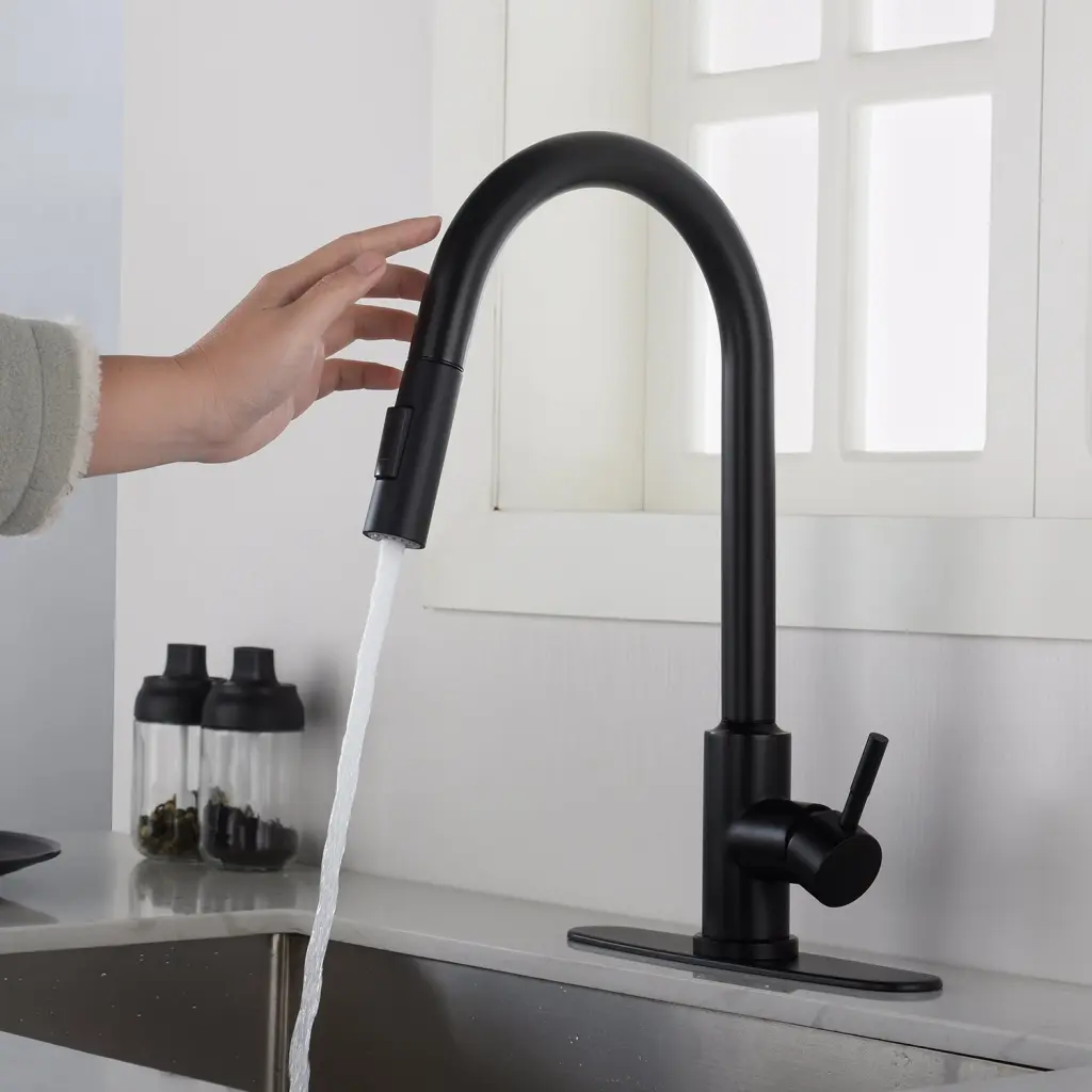 Touch Kitchen Faucet Pull Down Sprayer Matte Black Stainless Steel rnb