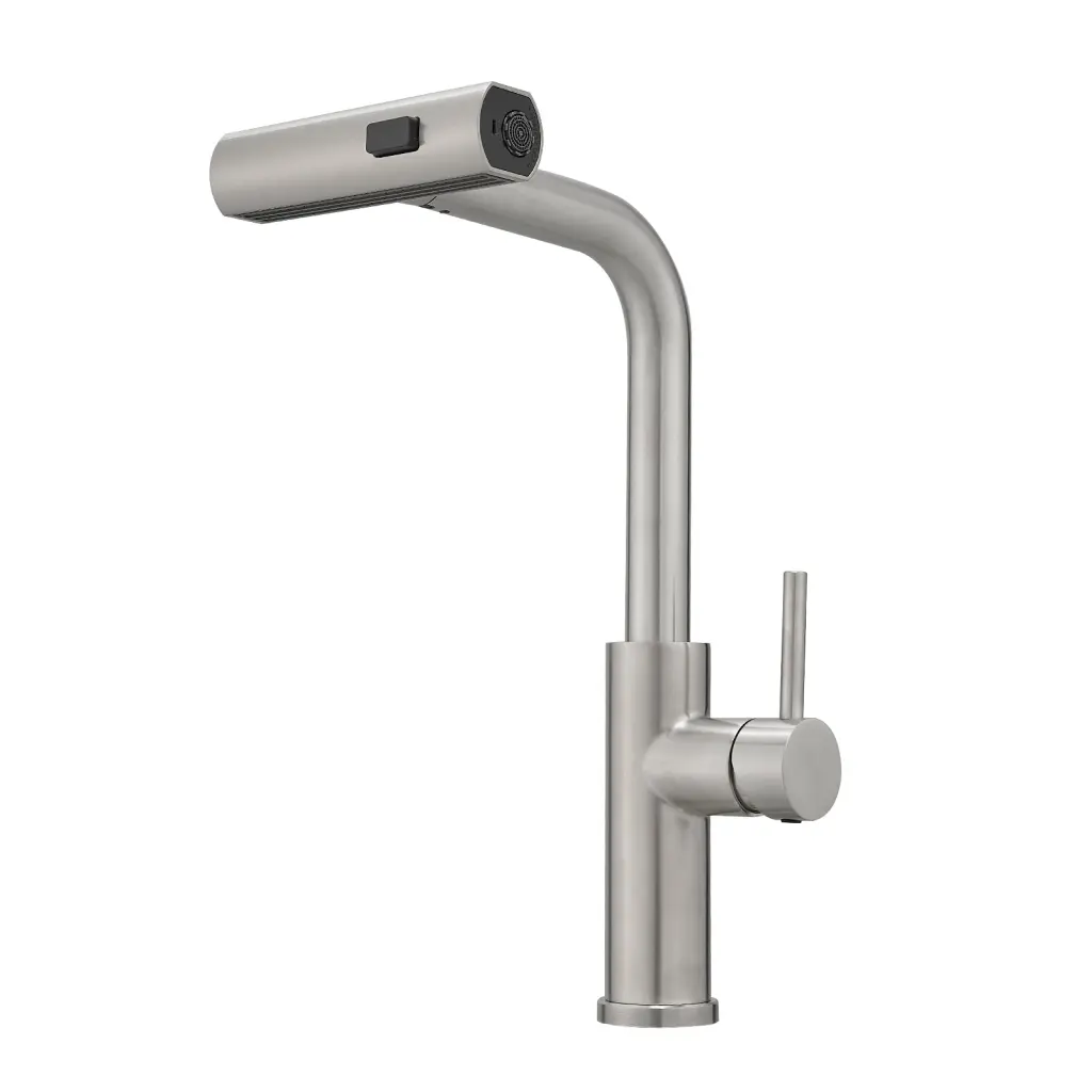 Brushed Nickel Kitchen Sink Faucet Pull Out Sprayer flg