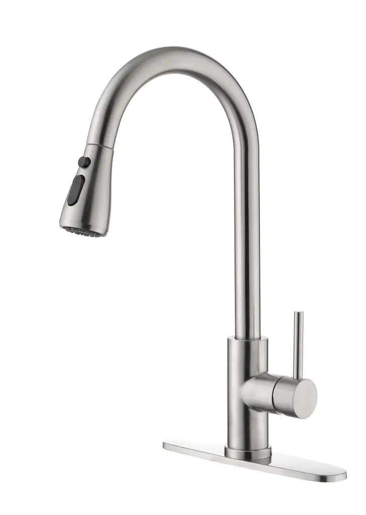 Single Handle High Arc Brushed Nickel Pull Out Kitchen Faucet w928 dongtu group