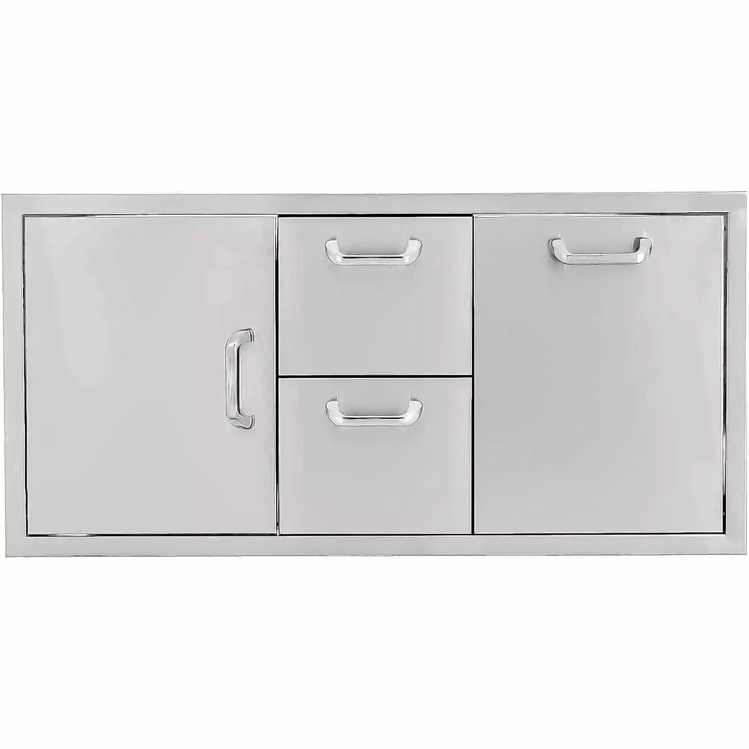 BBQGuys Signature 42-Inch Stainless Steel Door. Double Drawer & Roll-Out Trash Bin Combo - Traditional