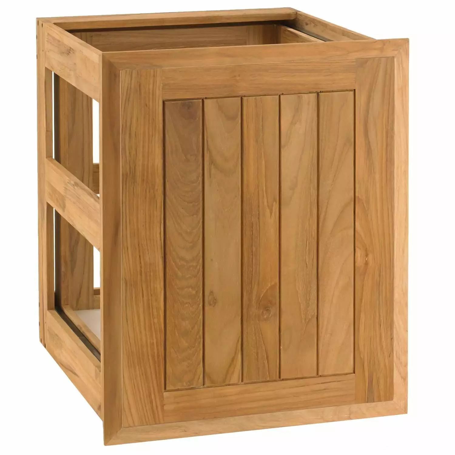 Pacific Teak Cottage 18-Inch Teak Wood Roll-Out Double Trash / Recycling Bin Drawer - POHDL-18C Pacific Teak Millworks