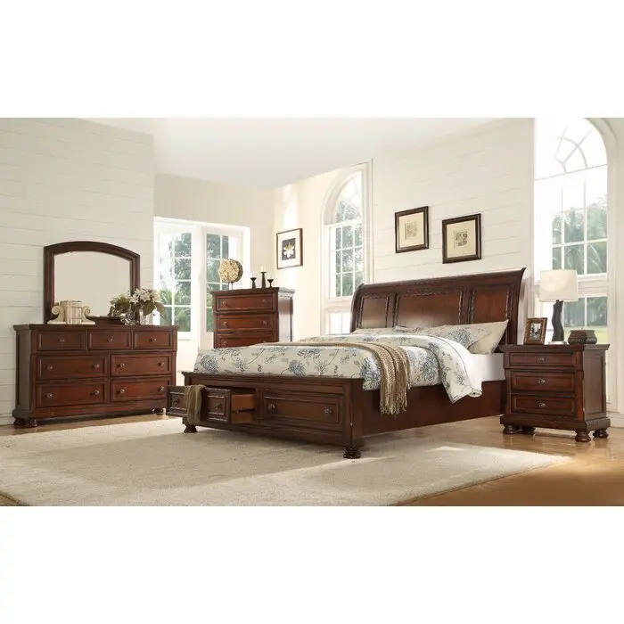 Baltimore Queen 5 Pc Storage Bedroom Set Made Wood Dark Walnut galaxy home furnishings