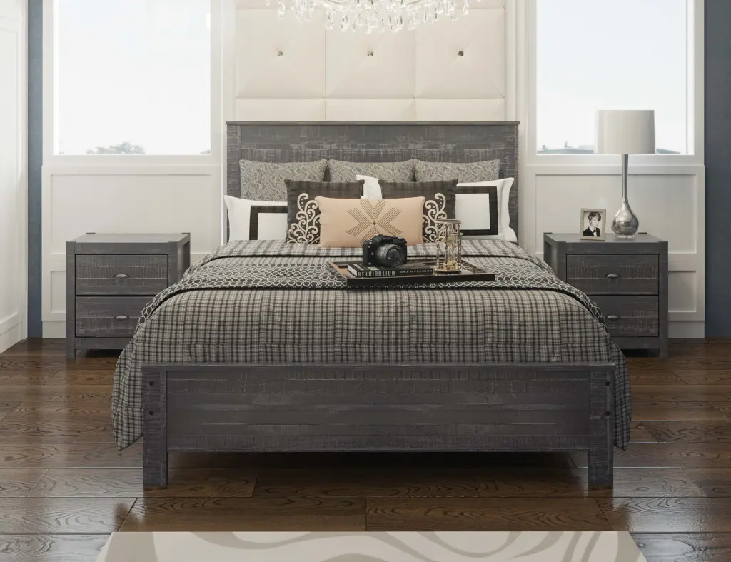 Albany Solid Wood Queen Bed Frame Headboard Heavy Duty Modern Rustic Design brazil sustainable solid wood furniture