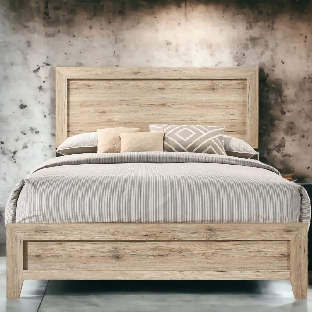 Natural Queen Panel Bed Required Box Spring Bedroom furniture max
