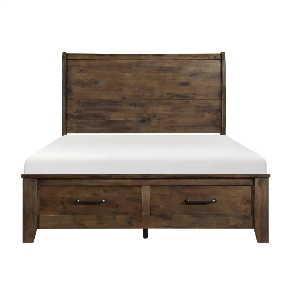 Burnished Brown Finish Timeless Queen Bed Footboard Storage and All Solid Wood Construction kanepe