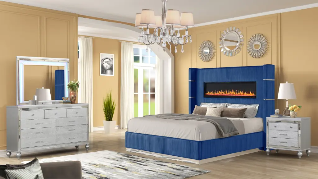 Lizelle Modern Style Upholstery Queen 4 Piece Bed Set Queen Size Bed galaxy home furnishings