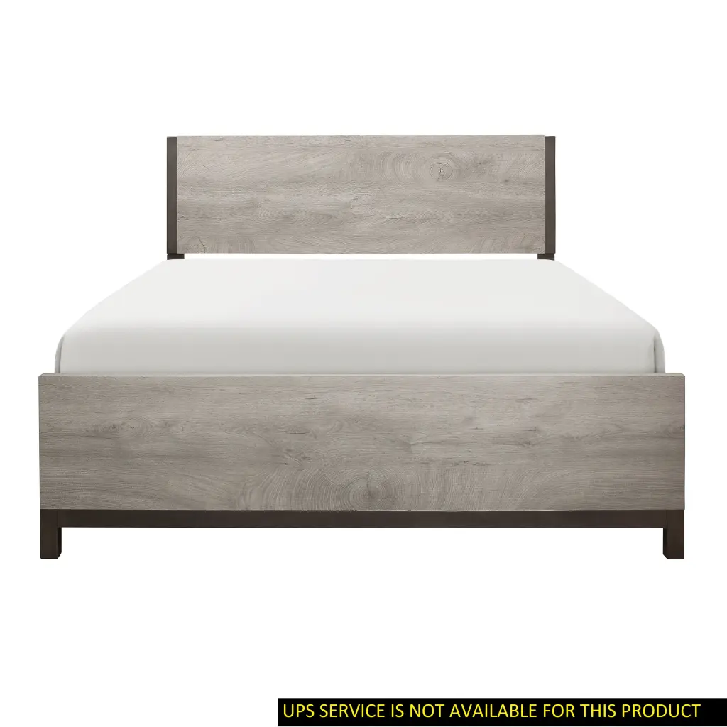Appealing Light Gray Finish 1Pc Queen Size Bed Luxury Melamine Board Construction kanepe