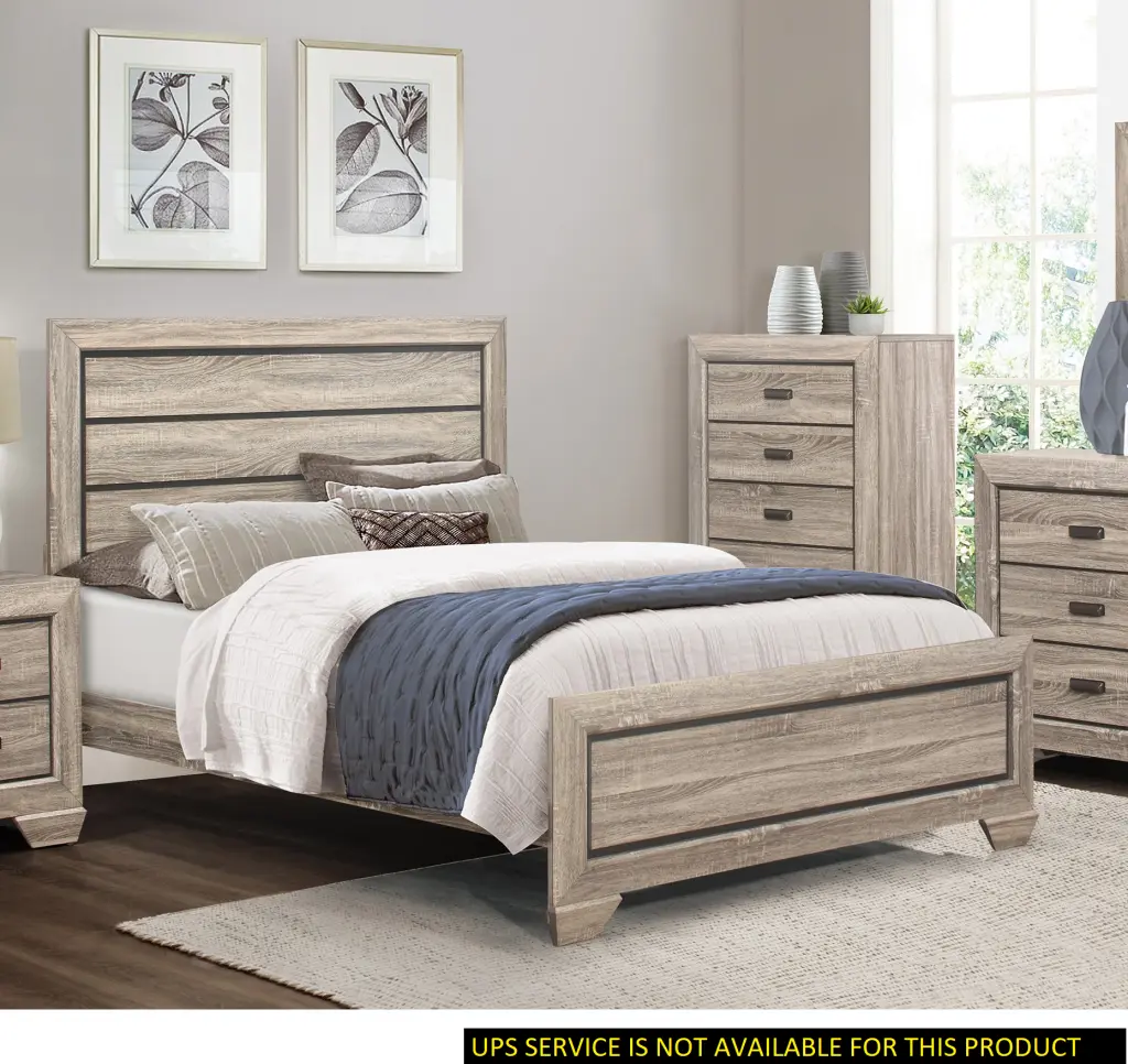 Natural Finish Contemporary Design 1Pc Queen Size Bed Dark Under Panel kanepe