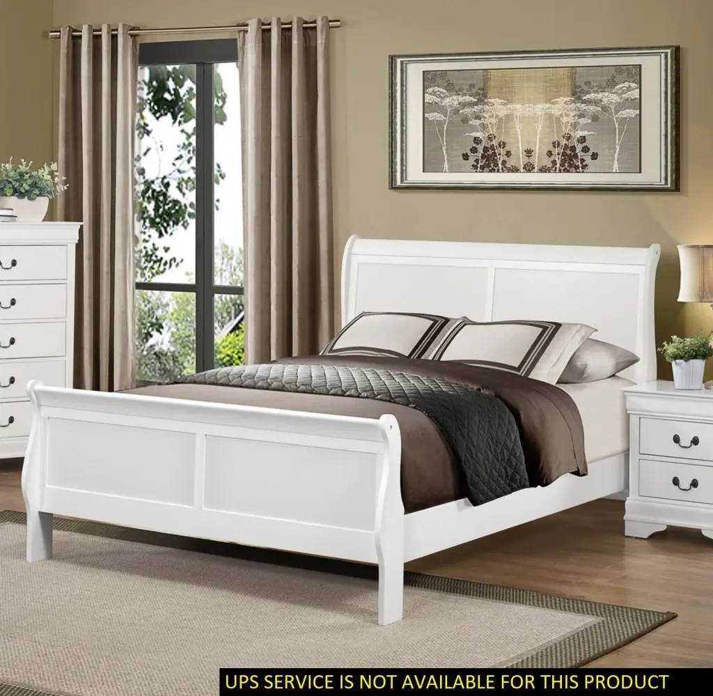 Timeless Louis Philippe Style White Queen Size Bed Traditional Design kanepe