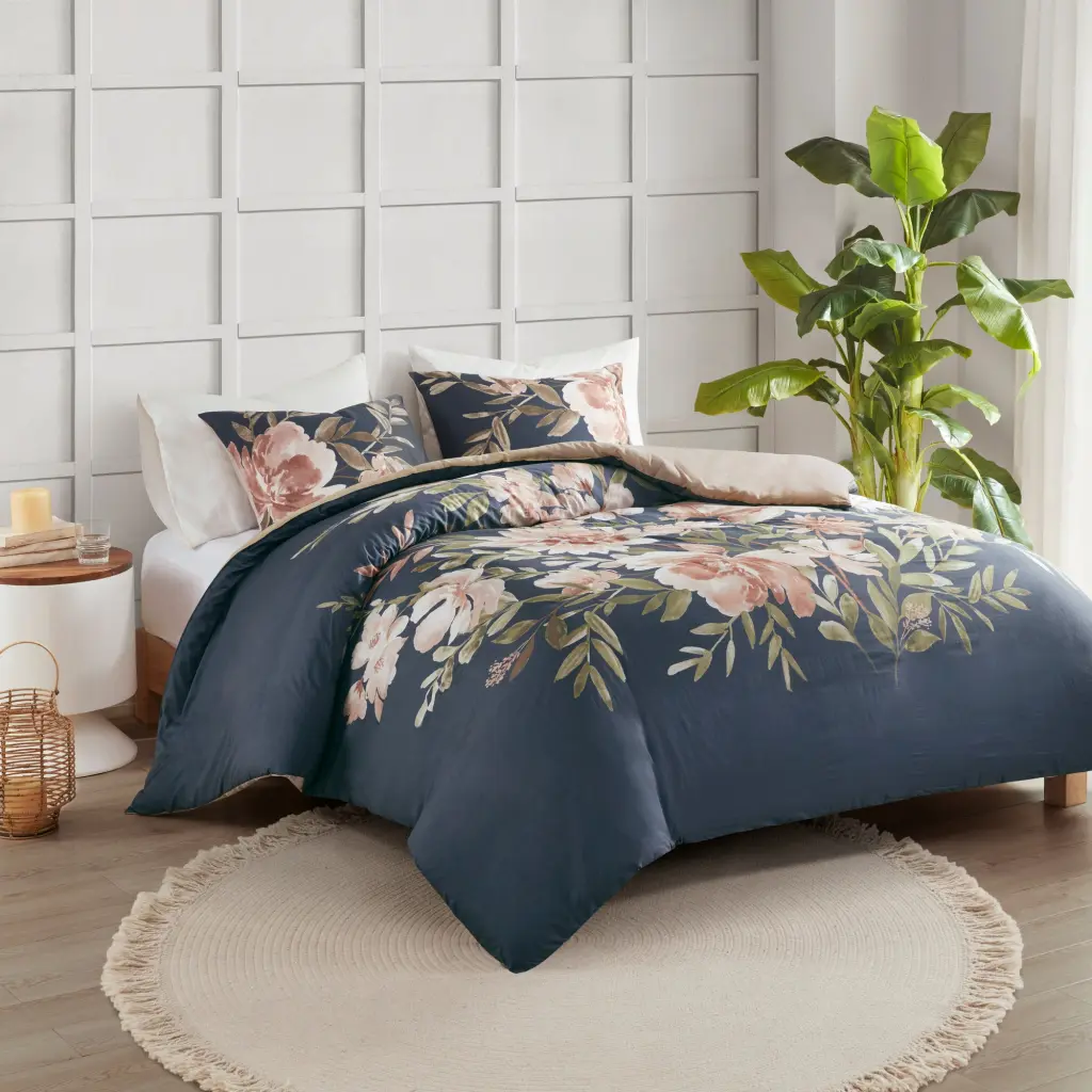 3 Piece Cotton Duvet Cover Set Queen Size Multicolor Polyester Bedding jla