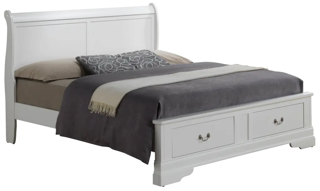 Louis Phillipe G3190D QSB2 Queen Storage Bed White Particle Board Drawers glory furniture