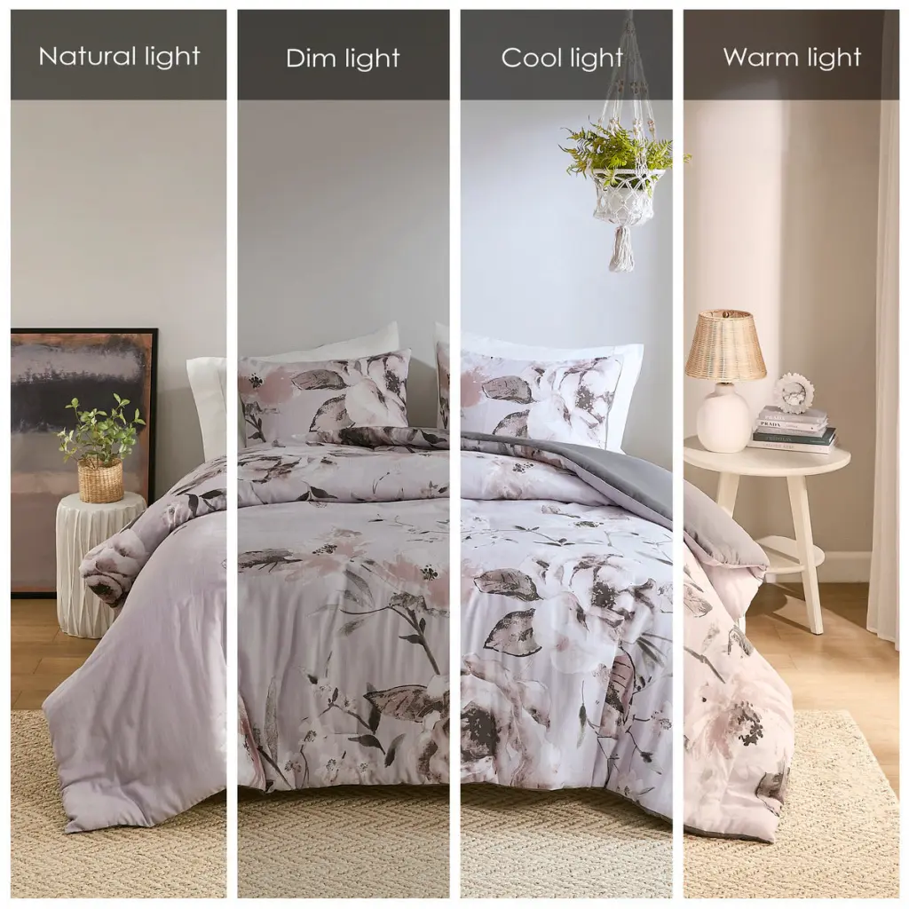 3 Piece Queen Size Floral Printed Duvet Cover Set Multicolor Microfiber jla