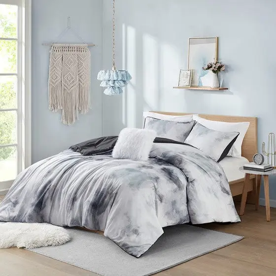 Watercolor Tie Dye Printed Comforter Set Throw Pillow Queen Size Bedding jla