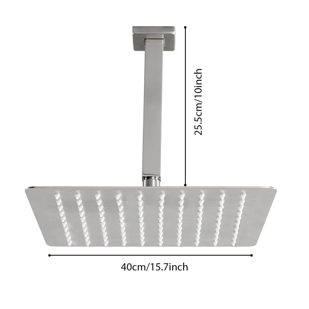 Rain Shower Head High Pressure Rainfall Showerhead Water Saving Brushed Nickel w2287