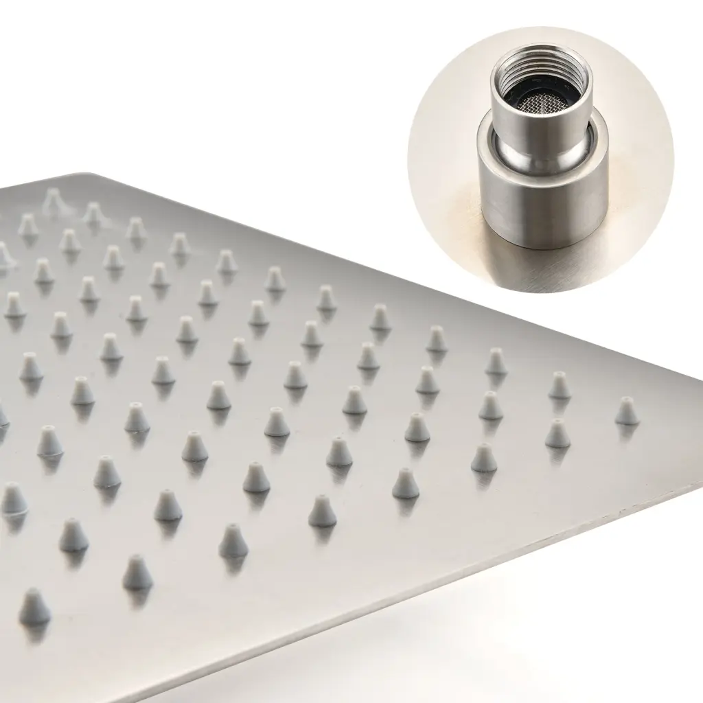 Rain Shower Head High Pressure Rainfall Showerhead Water Saving Brushed Nickel rnb
