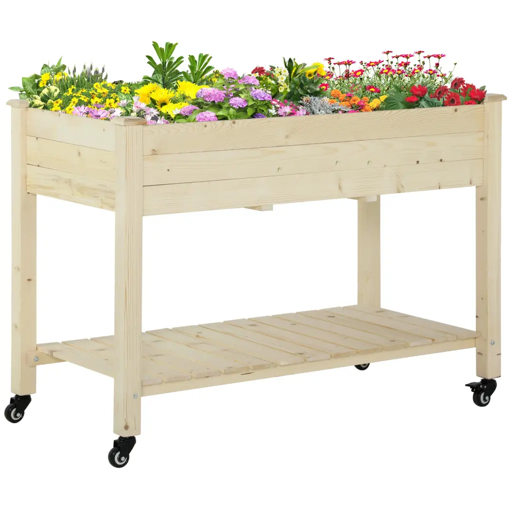 Outsunny Raised Garden Bed 47 X 22 X 33 - Elevated Wooden Planter Box aosom business