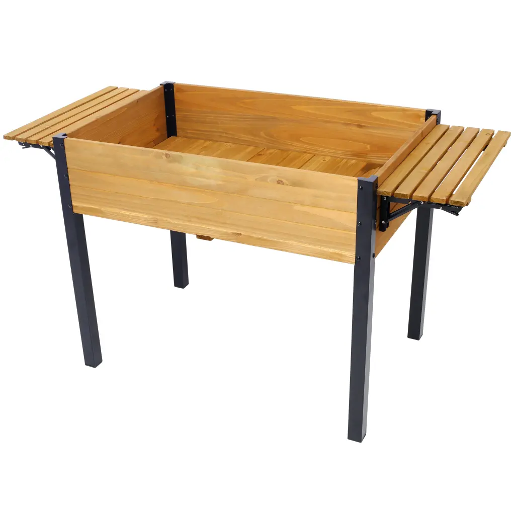 Raised Garden Bed Metal Leg Wood Planter Box Storage g-h