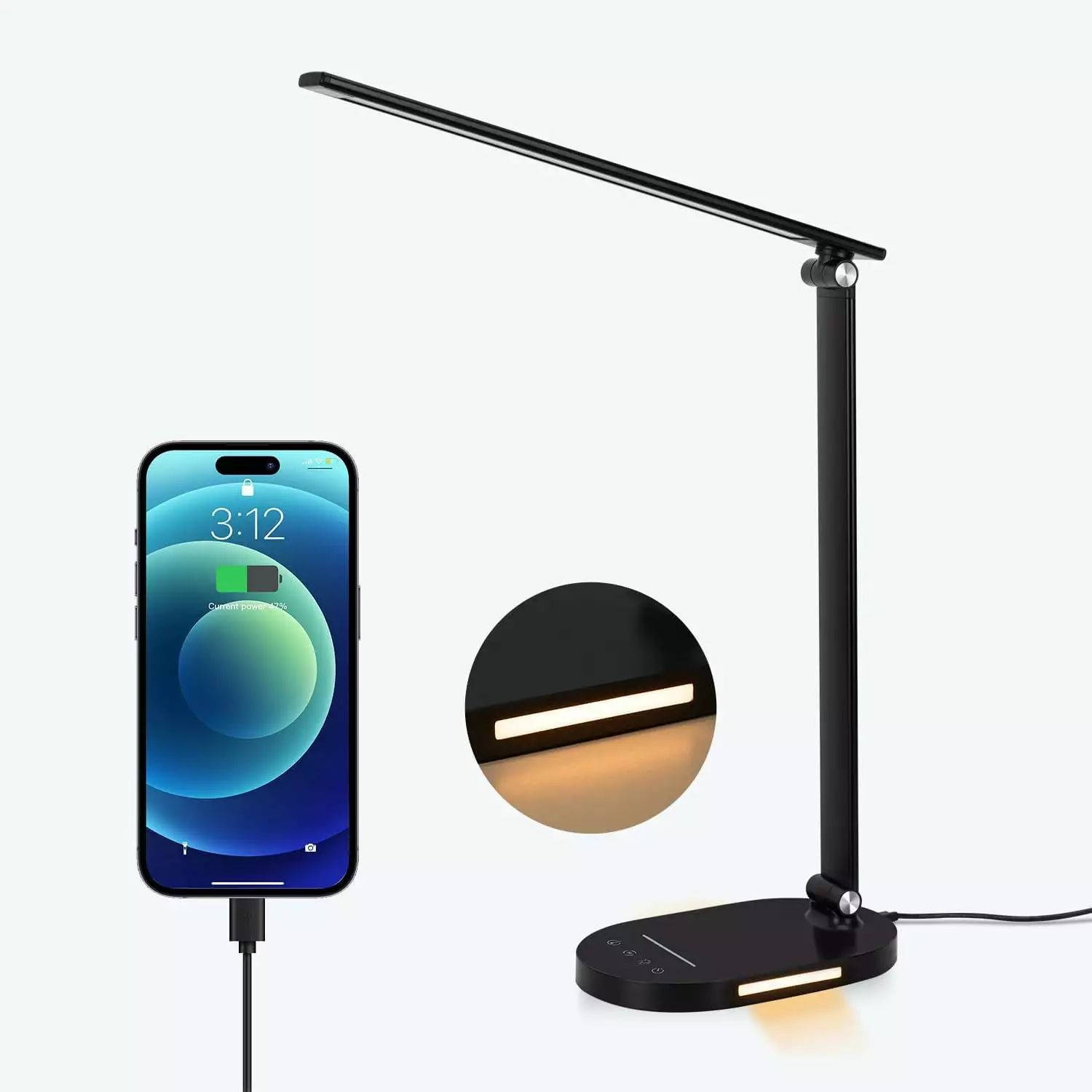Led Desk Lamp 3 Light Modes Table Lamp Dimmable Reading Light Bedroom USB Port Office Desk Lamp Night Light Auto-Off Timer