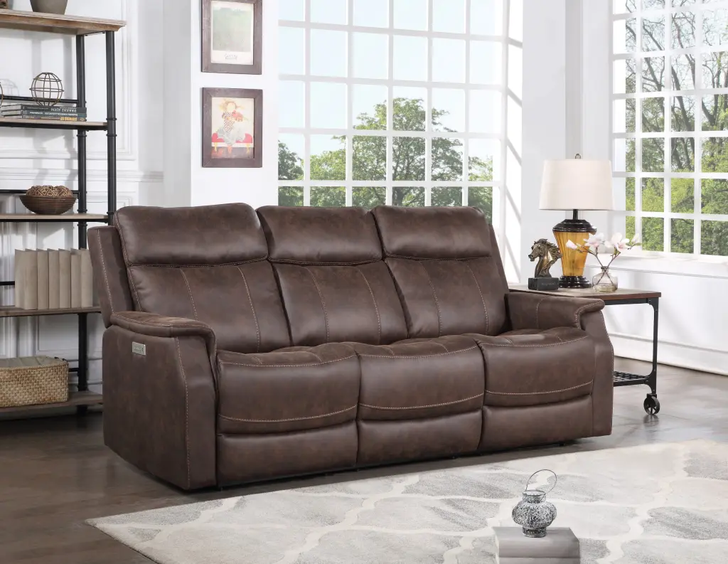 Valencia PW Recliner Sofa Walnut Foam Fabric 3 Seat steve silver furniture