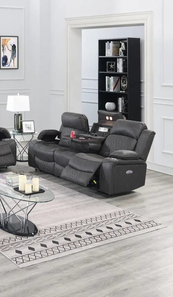 Power Motion Sofa Contemporary Charcoal Gel Storage Arms Cupholders kanepe