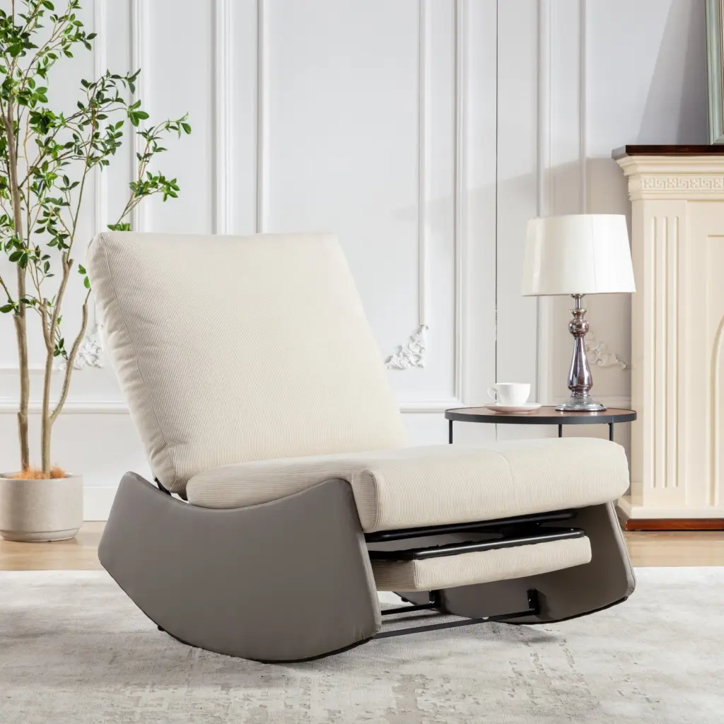 Modern Rocking Chair Recliner Comfy Rocker Nursery Chair Footrest Living Room a-a furniture
