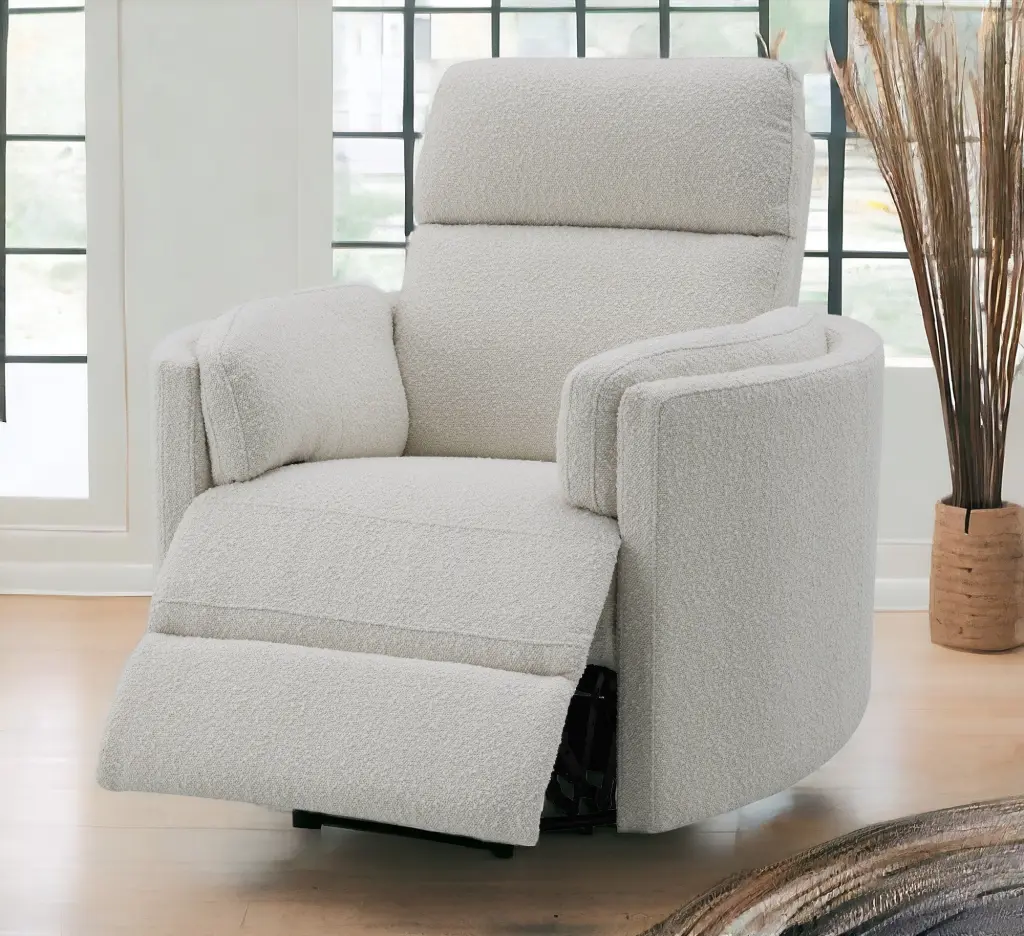 Sagen Glider Recliner Swivel Beige Boucle Upholstered Living Room Chair acme onsite store
