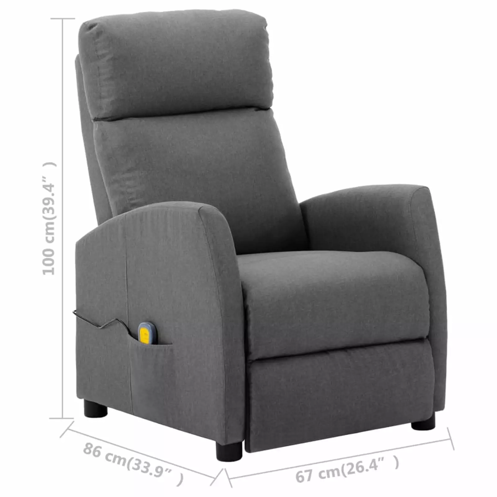 Andoer Fabric Recliner Chair Adjustable Back and Side Pocket Elderly
