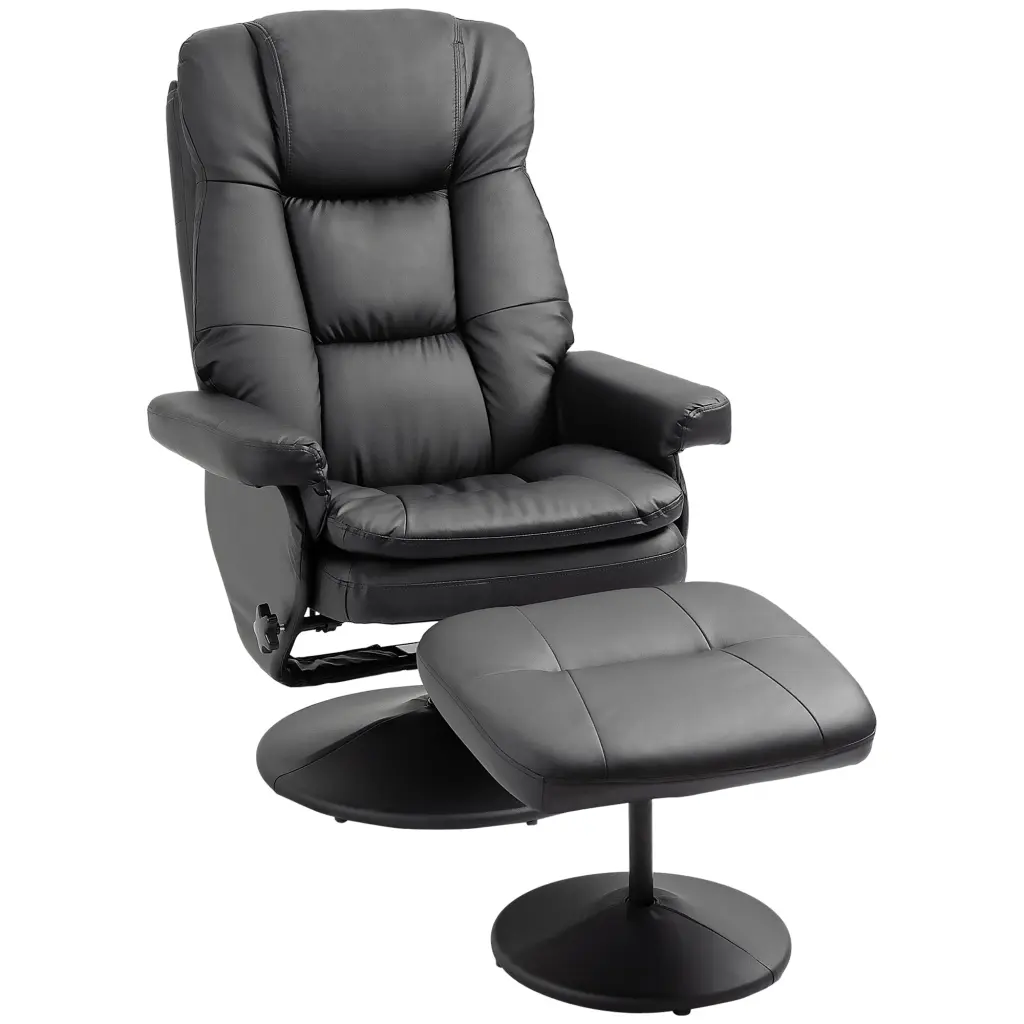 Homcom PU Leather Recliner and Ottoman Swivel Base aosom business