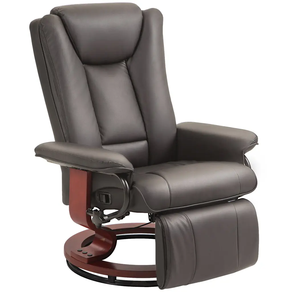 Homcom Manual Swivel Recliner Chair PU Leather Reclining Chair Footrest aosom business