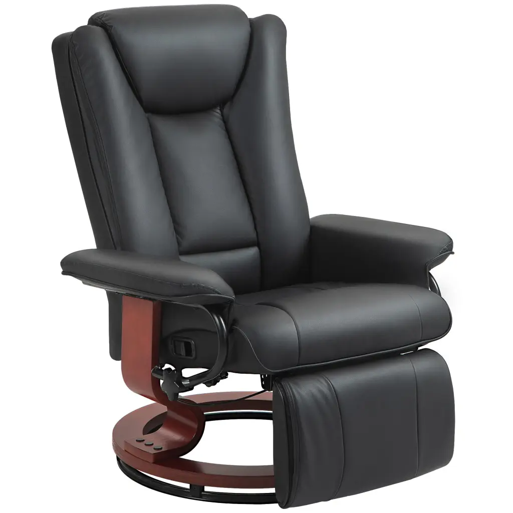 Homcom Manual Swivel Recliner Chair Pu Leather Reclining Chair Footrest aosom business