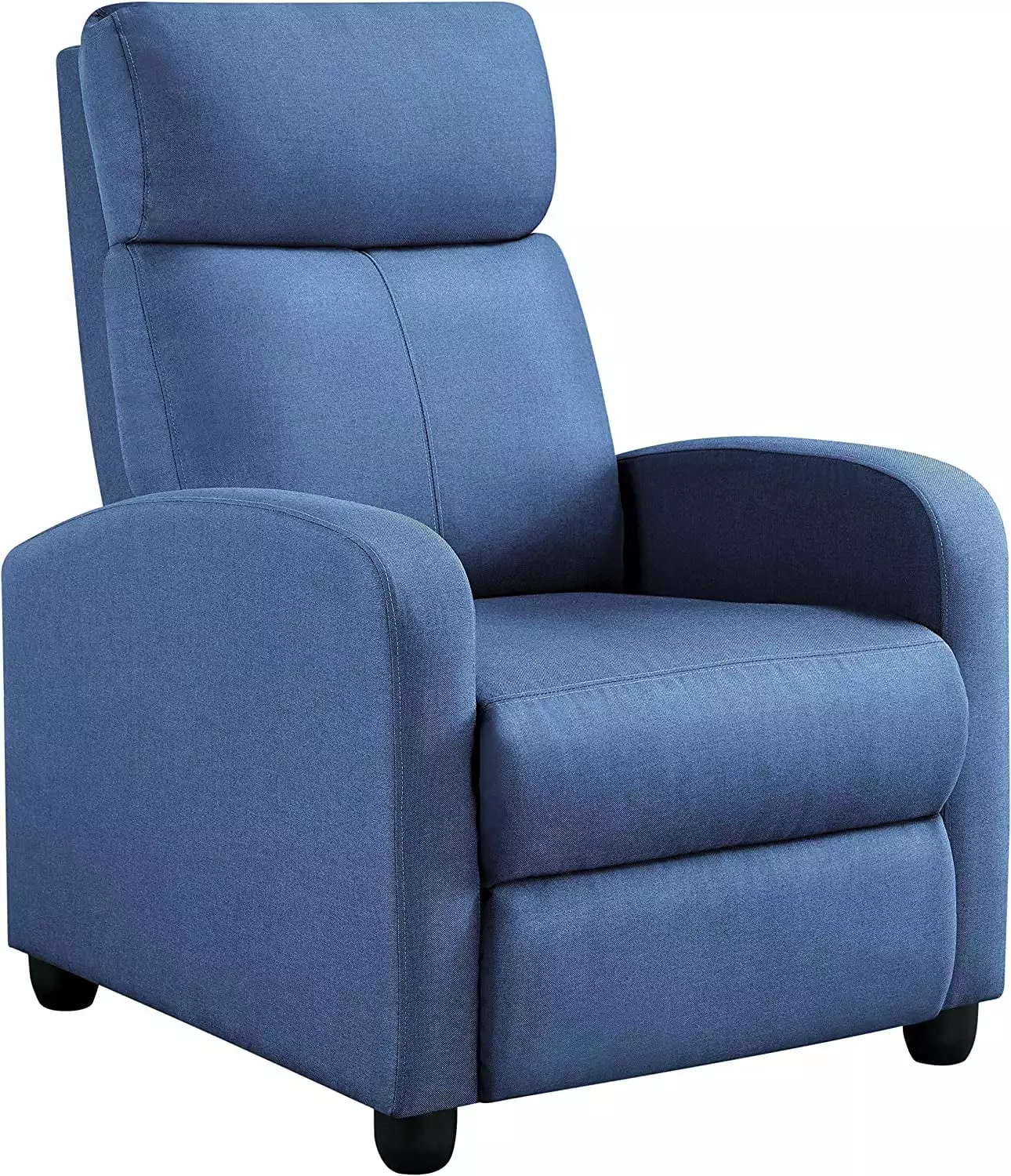 Elegant Light Blue Fabric Recliner Chair Pocket Spring
