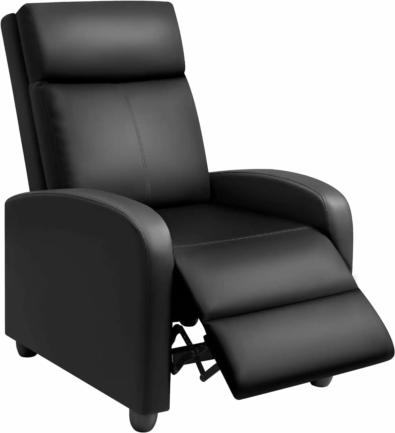 Modern PU Leather Recliner Chair Adjustable Reclining Chair Living Room Home Theater Seating Black Elegant