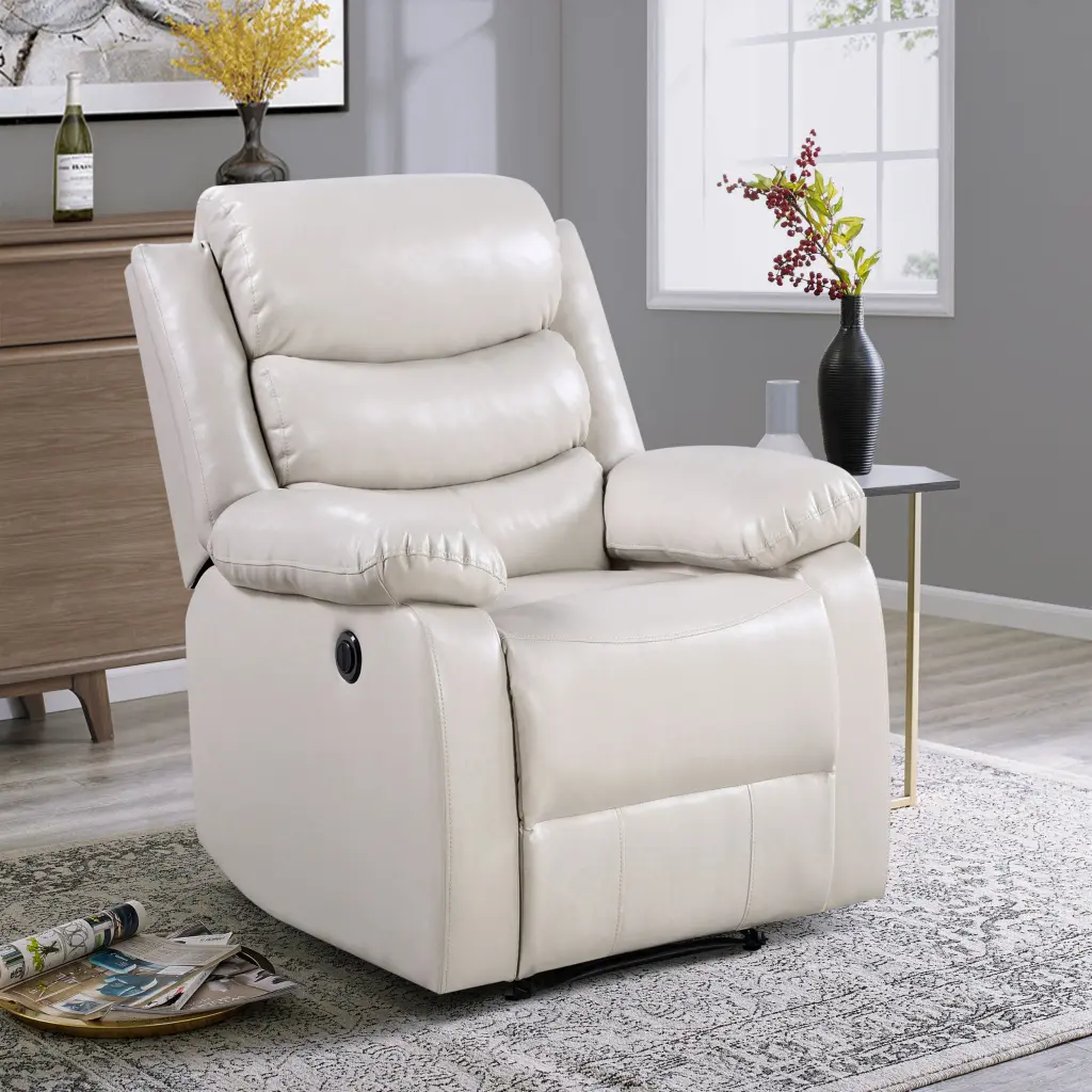 Beige Power Recliner Pillow Top Arms Beige Primary Living Space furniture max