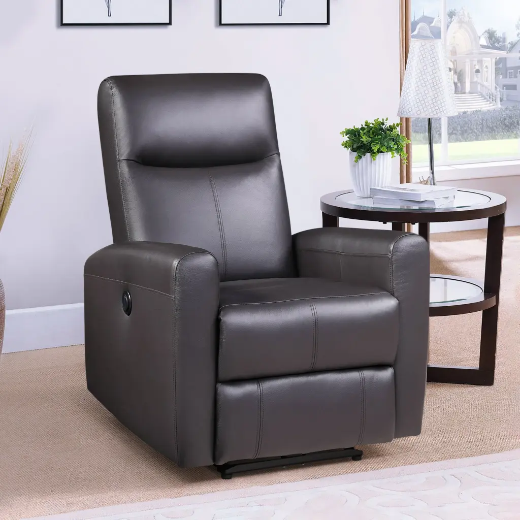 Brown Power Recliner Square Armrest Brown Primary Living Space furniture max