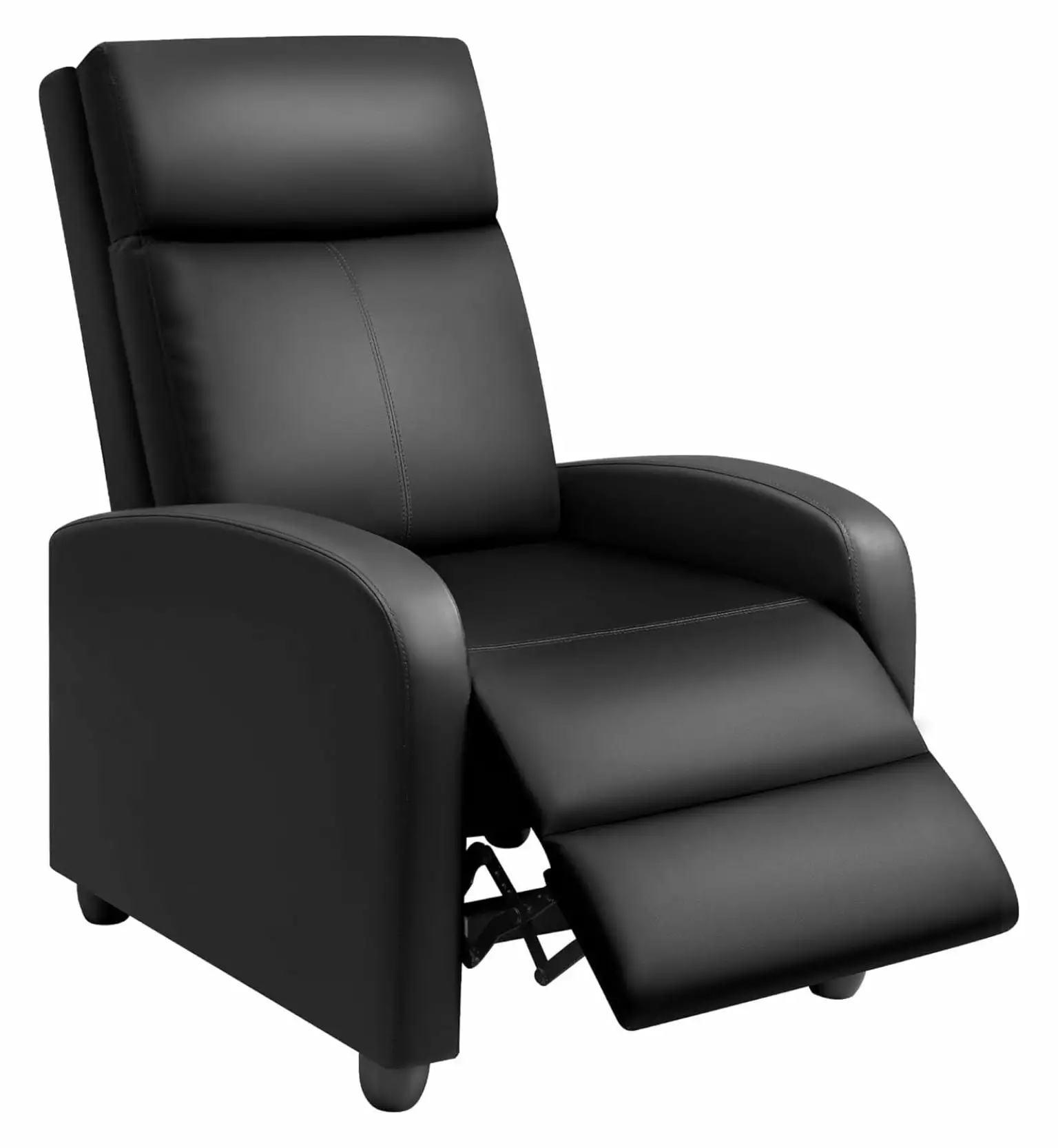 Gexandy Modern PU Leather Recliner Chair Adjustable Reclining Chair Living Room Home Theater Seating Black
