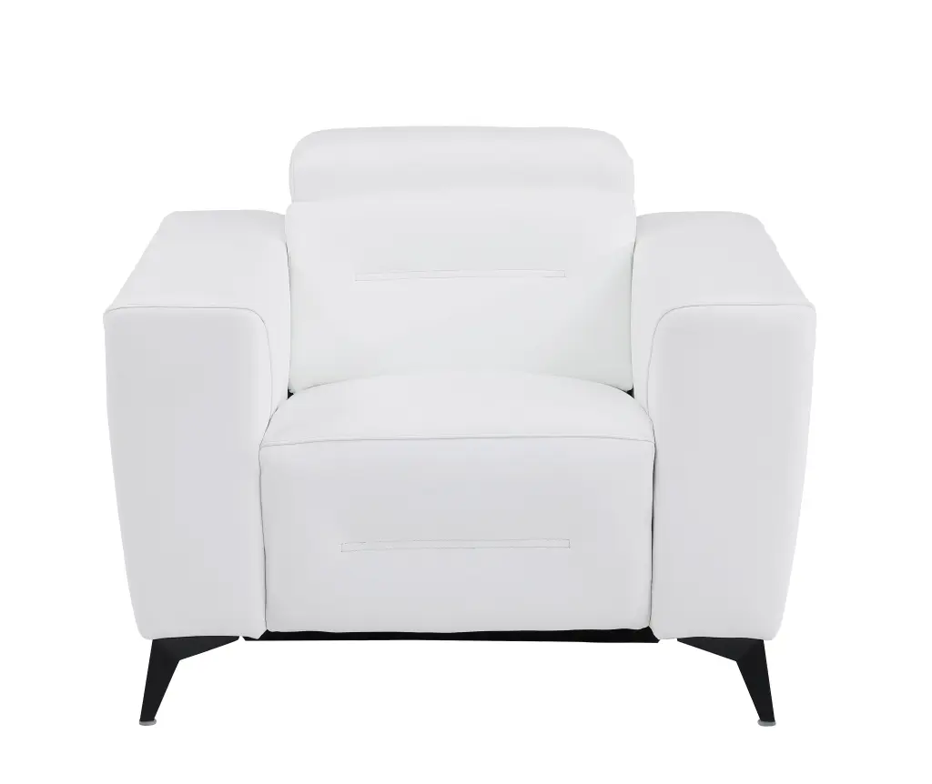 Top Grain Italian Leather Power Recliner Chair White Foam Luxury Seating global united