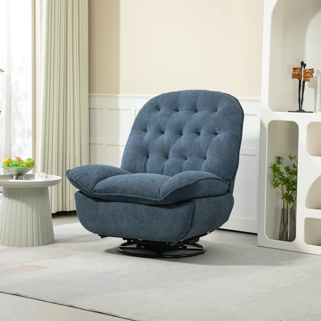 360 Swivel Recliner Adjustable Chair Chenille Glider Swivel Reclining Living Room homemax