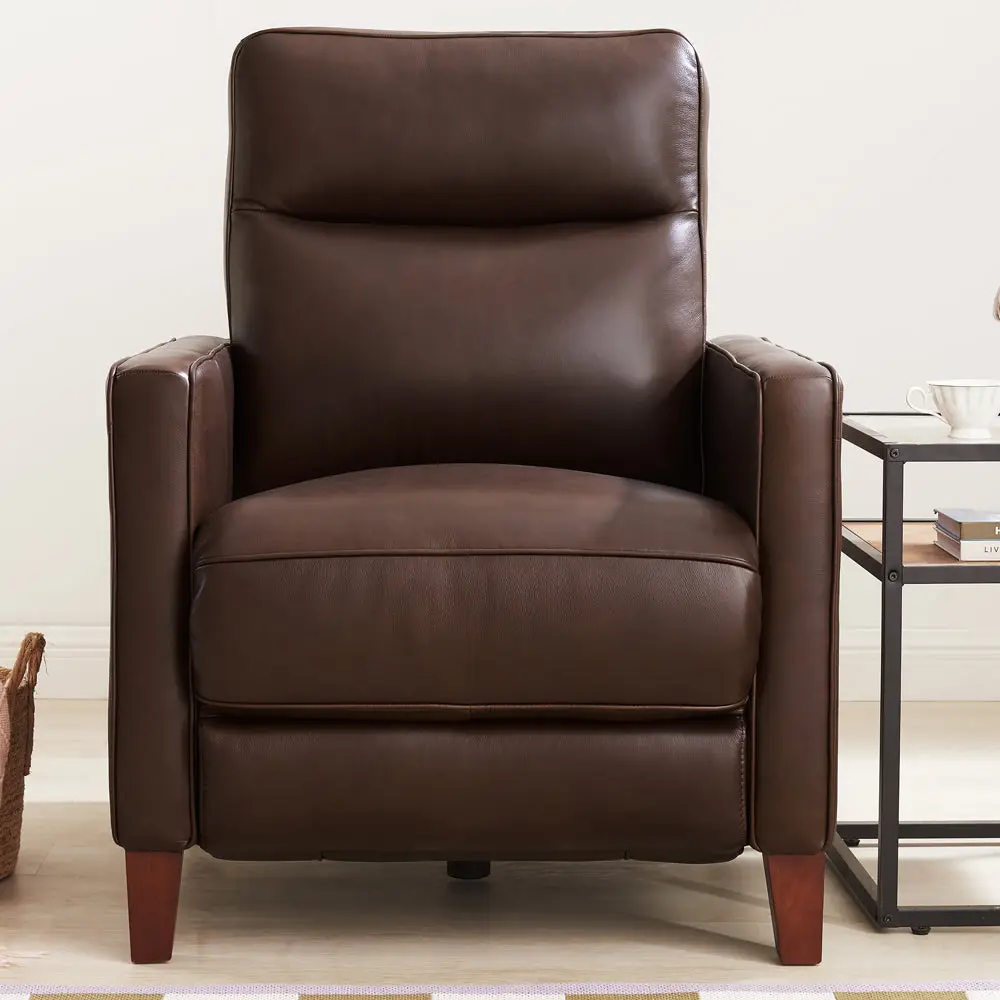 Ashby Power Headrest Zero Gravity Recliner Chestnut Memory Foam Genuine Leather - Luxury Lounge Chair hydeline furniture