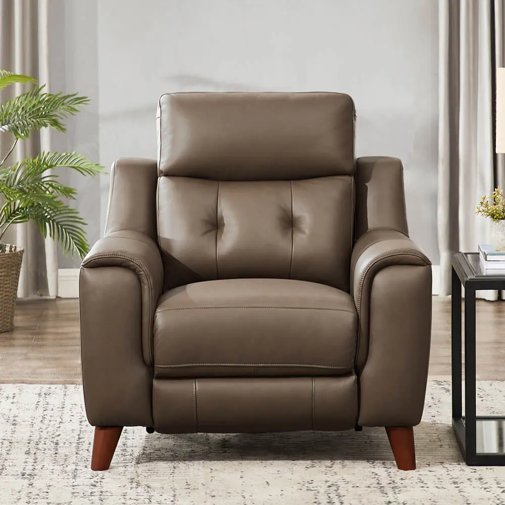 Torino Power Headrest Zero Gravity Recliner Brown Authentic Leather hydeline furniture