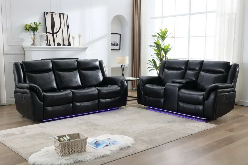 M05 2 Piece Power Reclining Sofa Set Technical Leather Recliner levin furniture