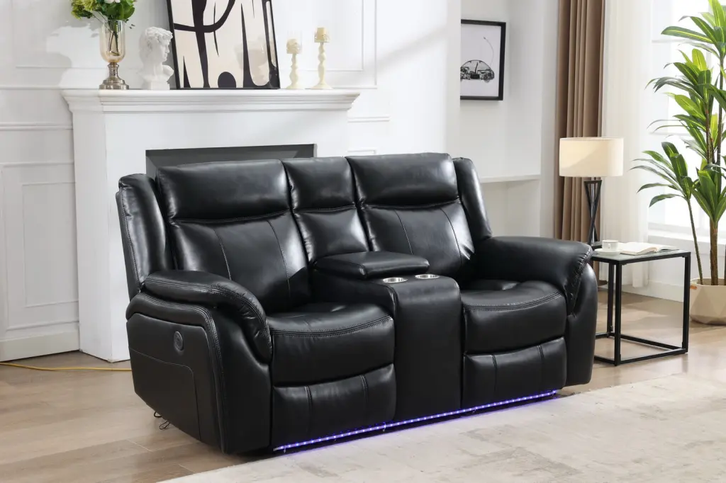 Power Reclining Seat LED Strip Speaker Black Color Technical Design levin furniture