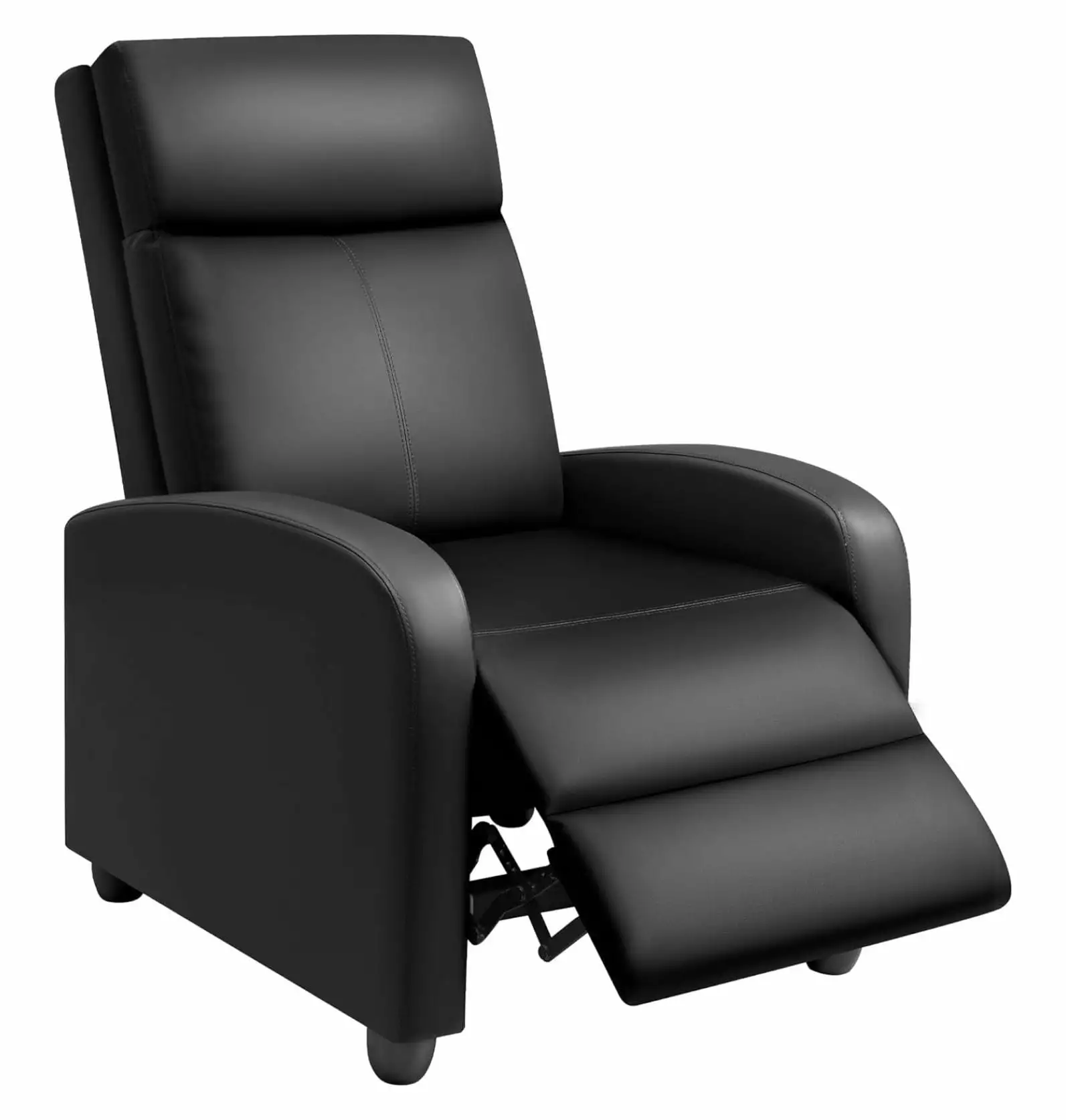 LoWyiL Modern PU Leather Recliner Chair Adjustable Reclining Chair Living Room Home Theater Seating Black