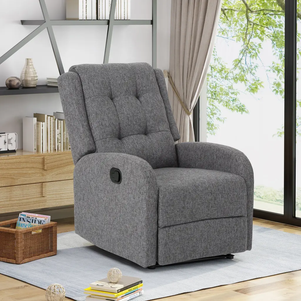 24.75 Wide Manual Quality Recliner Charcoal Fabric Comfortable Living Room Chair nh-ocean furniture